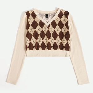 Pattern Cropped Long Sleeve